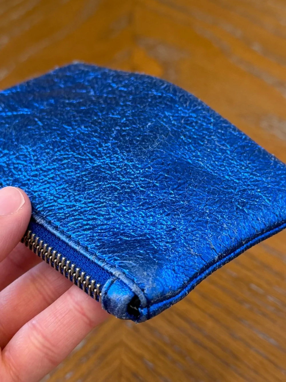 Marc by Marc Jacobs Electric Blue Metallic Coin Purse Pouch Wallet - Picture 12 of 16